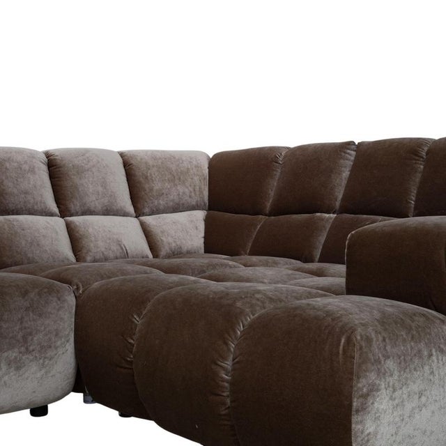 Fabric Velour Grey Oyster Mushroom Ocean 7 Corner Sofa from Bretz For Sale - Image 5 of 14