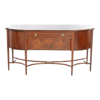 English Regency Mahogany Bow Front Inlaid Sideboard / Server For Sale