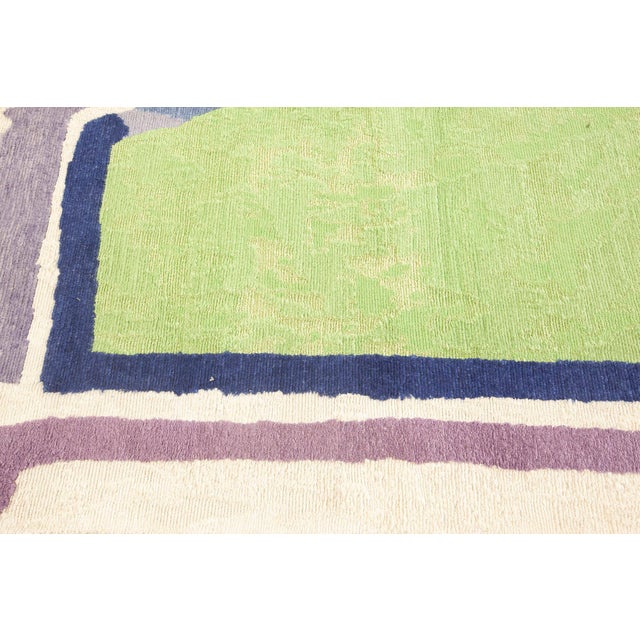 Off-white Modern Geometric Art Deco Hand-Knotted Rug by Doris Leslie Blau For Sale - Image 8 of 9