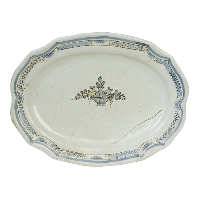 Early 19thC. French Faience Serving Platter - 14" - Nevers For Sale