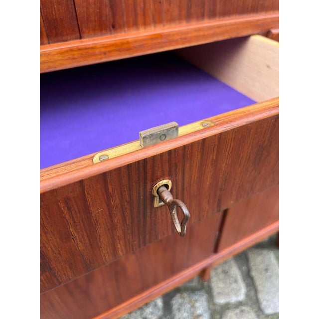 Danish Teak Highboard with Louvered Doors For Sale - Image 10 of 11