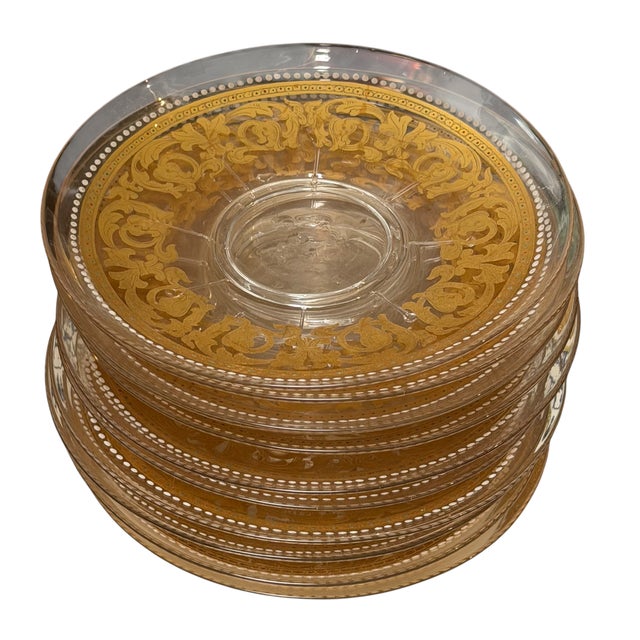 19th Century Set of 10 Antique Gilt Decorated Venetian Glass Plates For Sale - Image 5 of 9
