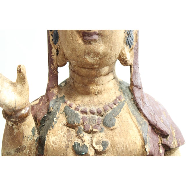 Wood Quan Yin Empress of Compassion Goddess Statue For Sale - Image 7 of 16