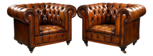 Vintage Chesterfield Club Chairs in Brown Leather, 1930, Set of 2