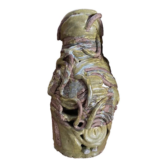 Vintage 1970’s Brutalist Coiled Studio Pottery Vase For Sale