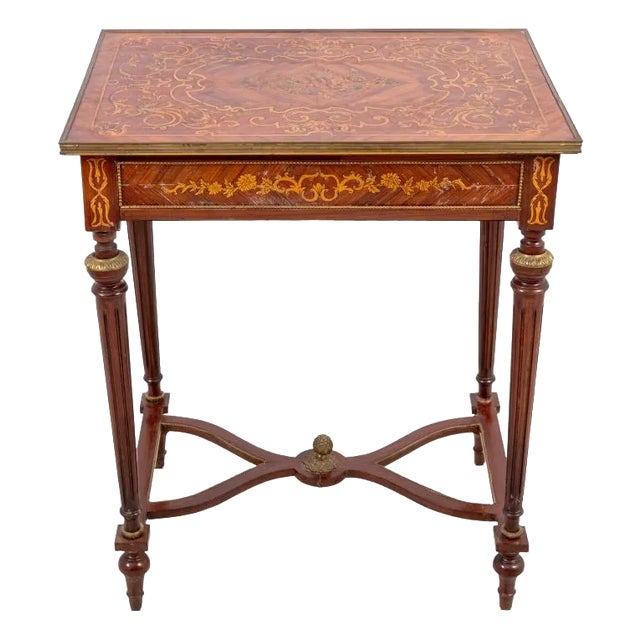 Louis XVI Style Kingwood and Marquetry Side Table For Sale
