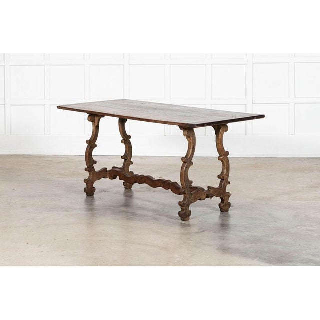 Brown 19th Century Spanish Oak Trestle Table, 1800s For Sale - Image 8 of 14