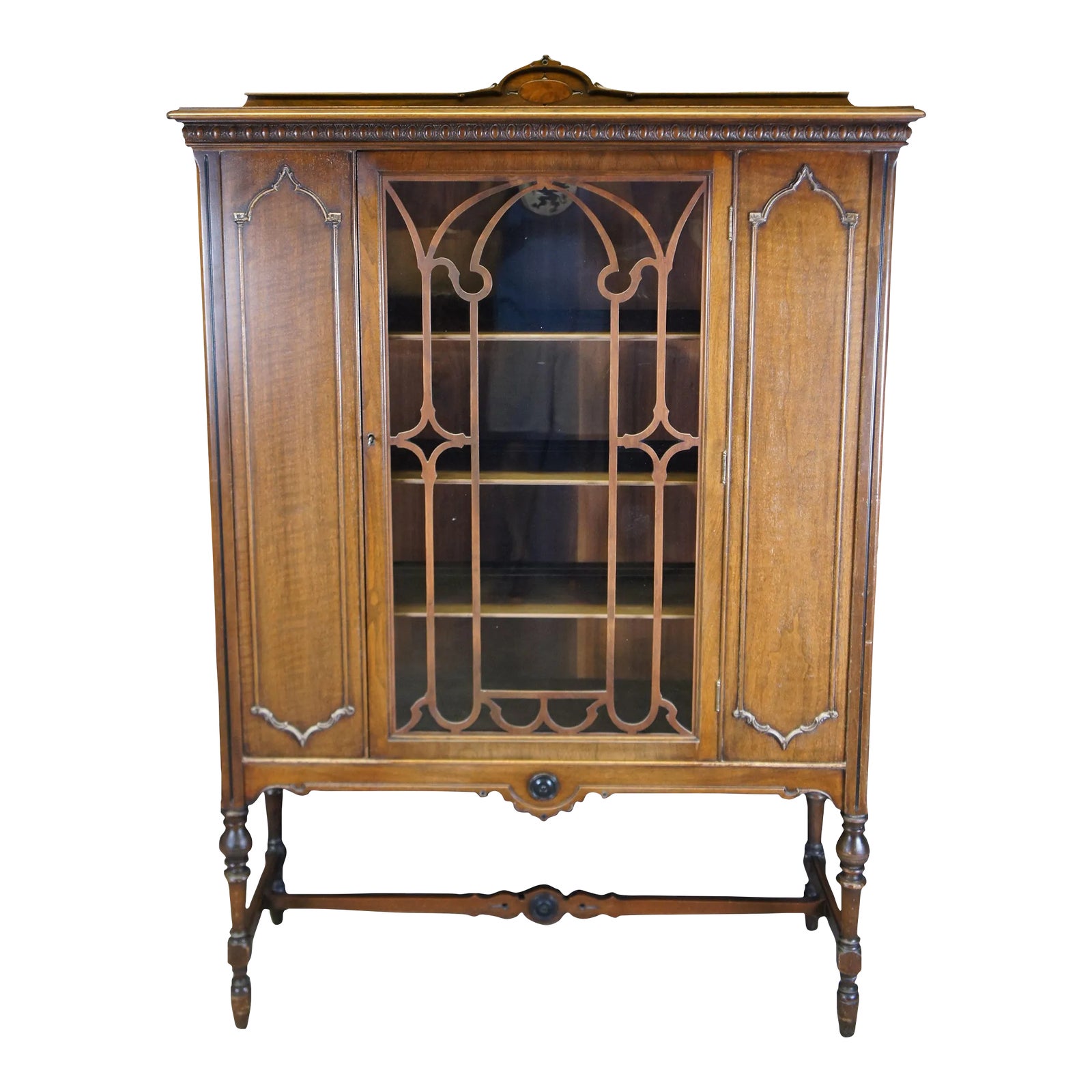 Early 20th Century Antique Spanish Revival Walnut China Display