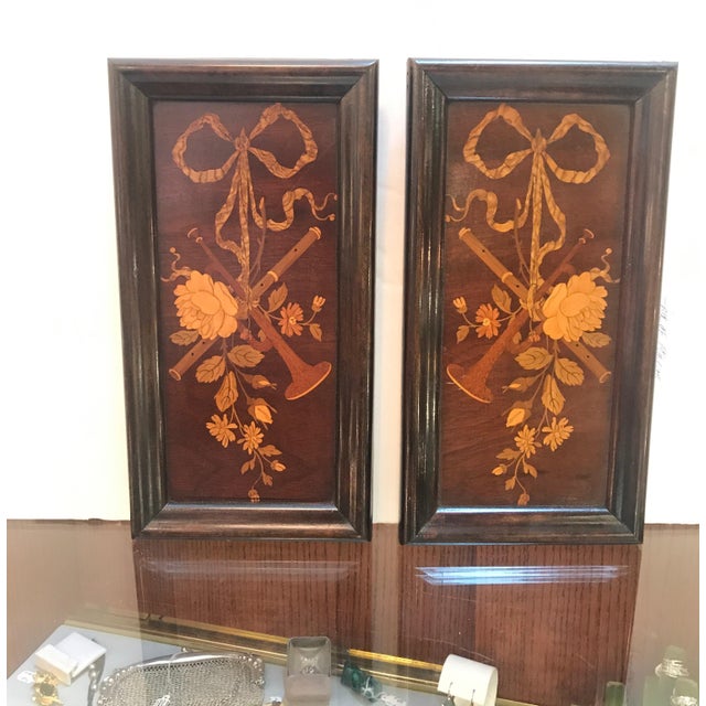 Wood 19th Century Diminutive Inlaid Wood Framed Panels For Sale - Image 7 of 9