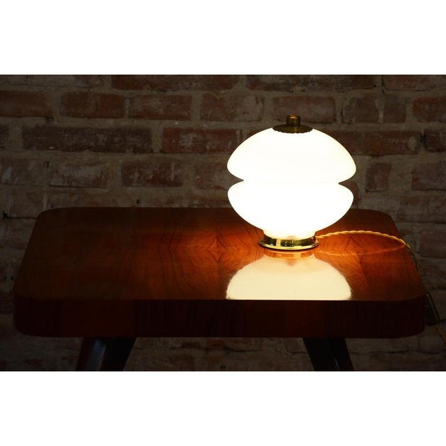 White Mid-Century Table Lamp in Brass and Glass, Czech, 1960s For Sale - Image 8 of 10