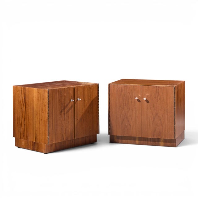 Directional Mid Century Walnut and Chrome Nightstands - Pair Each nightstand measures: 24 wide x 18 deep x 21 inches high...