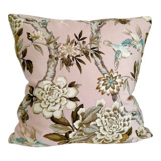 Pink Bird Botanical Throw Pillow For Sale