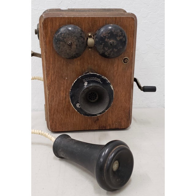 Old School Antique Kellogg Wooden Box Wall Phone Chairish