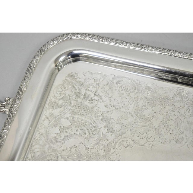 Vintage Victorian Silver Plated Twin Handle Platter Bar Tray by Henley Community For Sale In Philadelphia - Image 6 of 13