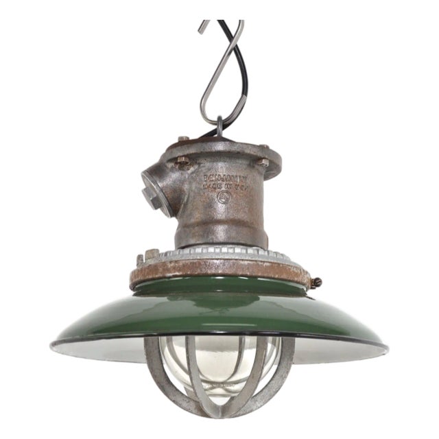 Vintage Enamel Pendant from Benjamin Electric Manufacturing Company, 1930s For Sale