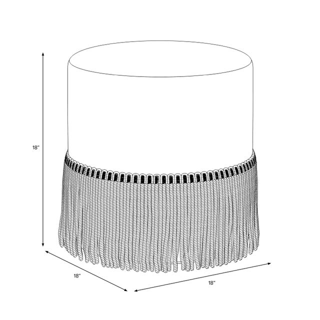 Transitional Tambor Ottoman with Fringe in Verdure Merlot For Sale - Image 3 of 4