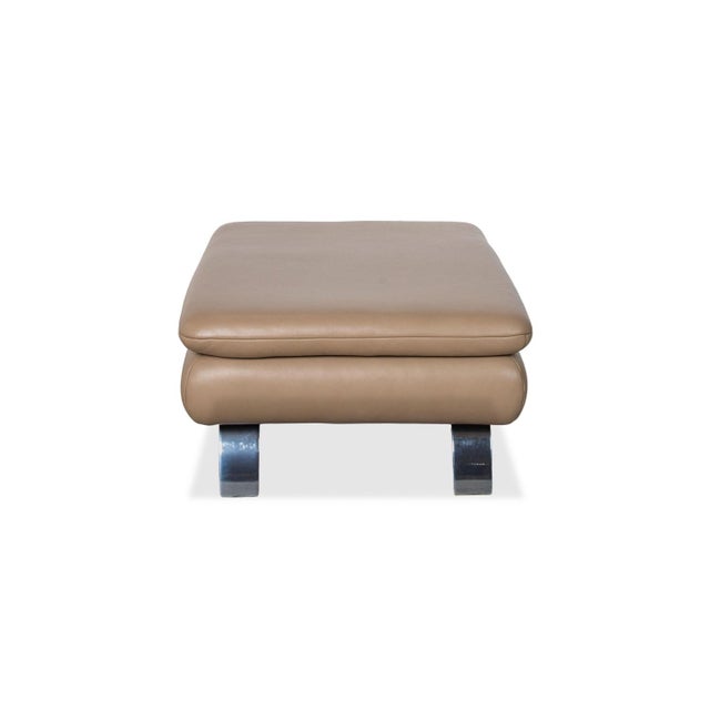 Light Brown Leather Rodrigo Ottoman from Contur For Sale - Image 6 of 8