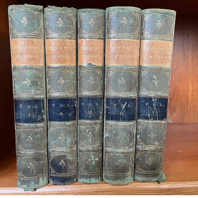 Victorian Antique 1869-1870 Victorian Library Set: The Works of Thomas Hood (5 Volumes) For Sale - Image 3 of 6