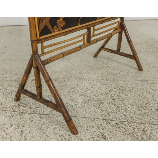 Textile Victorian Bamboo Fireplace Screen W. European Fabric For Sale - Image 7 of 10