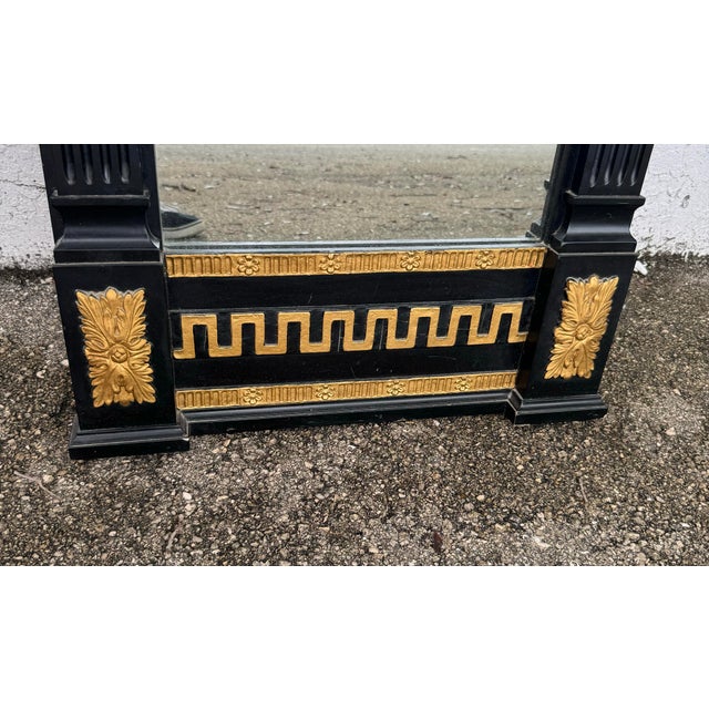 1960s 1960s Vintage Neoclassic Black and Gold Floor Pier Full Length Mirror For Sale - Image 5 of 12