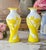 Yellow Pair of Late 19th-Century Victorian White & Yellow Overlay Art Glass Vases For Sale - Image 8 of 8
