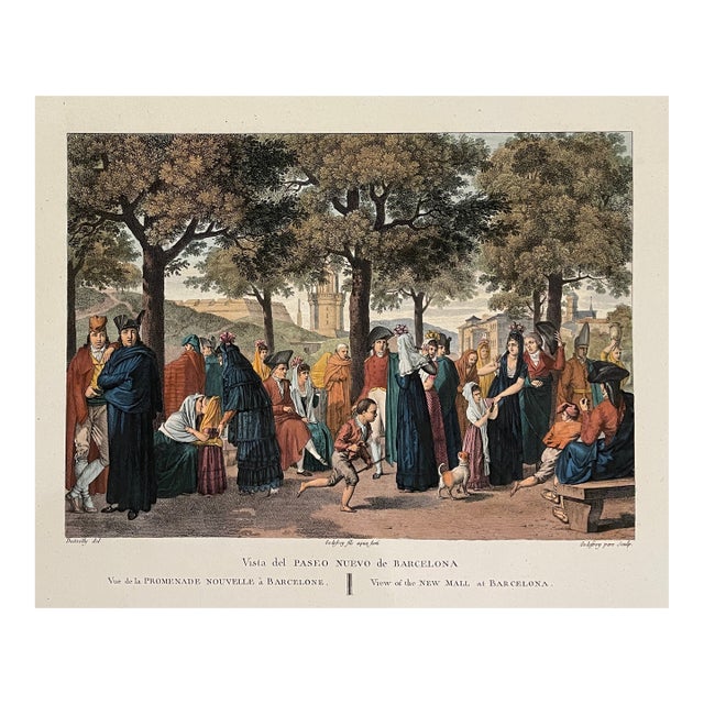1820s Barcelona Hand Colored Engraving For Sale