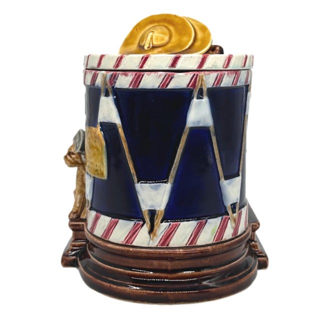 Late 19th Century A Sarreguemines Majolica Smoking Stand, Drunk Street Musician and Dog, Ca. 1880 For Sale - Image 5 of 12