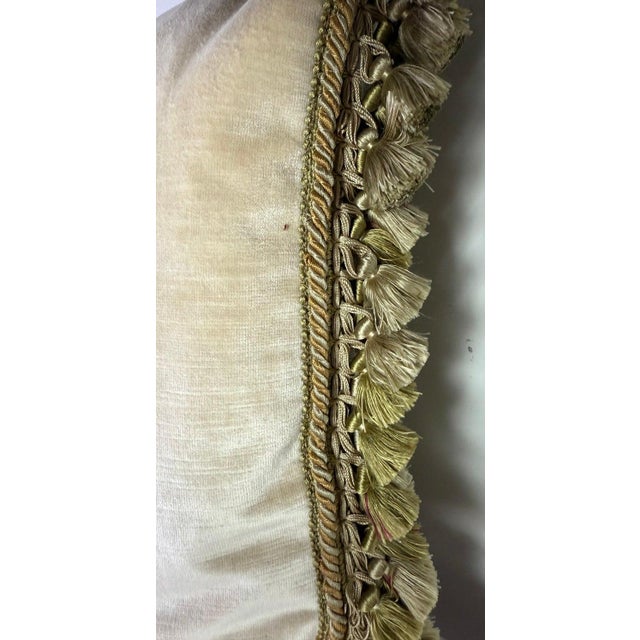 Beige Pair of Pillows With 19th Century Hand-Applied Appliqués For Sale - Image 8 of 9