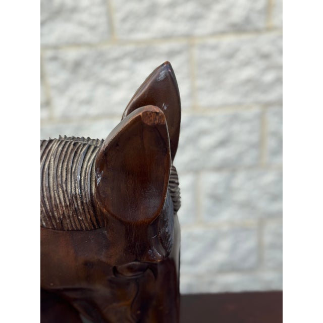 Brown Mid 20th Century Large Hand-Carved Wood Horse Head Sculpture For Sale - Image 8 of 12