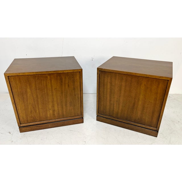 Brown Pair of Campaign Style End Tables / Night Stands by Drexel Circa 1960s For Sale - Image 8 of 9