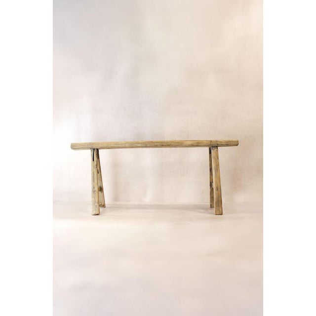 Antique Rustic Elm Bench For Sale - Image 6 of 7