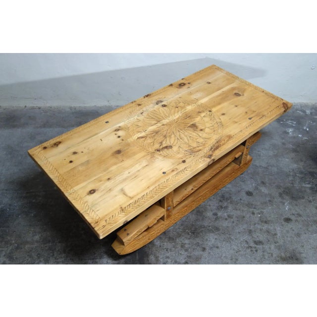 Large Folk Art Sculpted Sled Coffee Table, France, 19th Century For Sale - Image 5 of 15