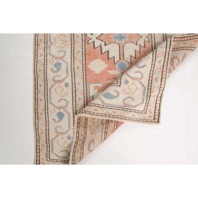 Peach Mid 20th Century Small Oushak Area Carpet For Sale - Image 8 of 9