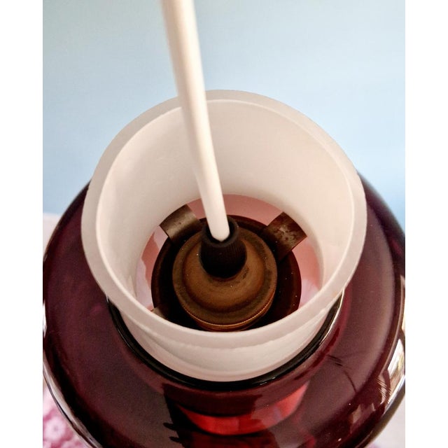 Scandinavian Double Ceiling Light in White Opaline and Amethyst Glass, 1960s For Sale - Image 15 of 18