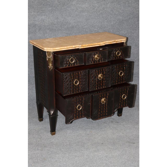 Louis XV Style Marble Top Faux Alligator Théodore Alexander Commode For Sale In Philadelphia - Image 6 of 13