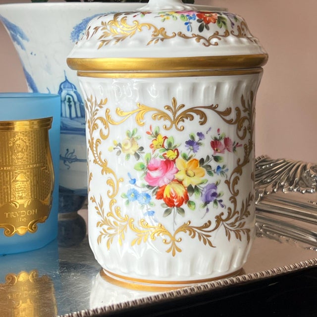 This is a gorgeous hand drawl / hand -painted porcelain jar signed by Camille le Tellac in a very unusual style, with a...