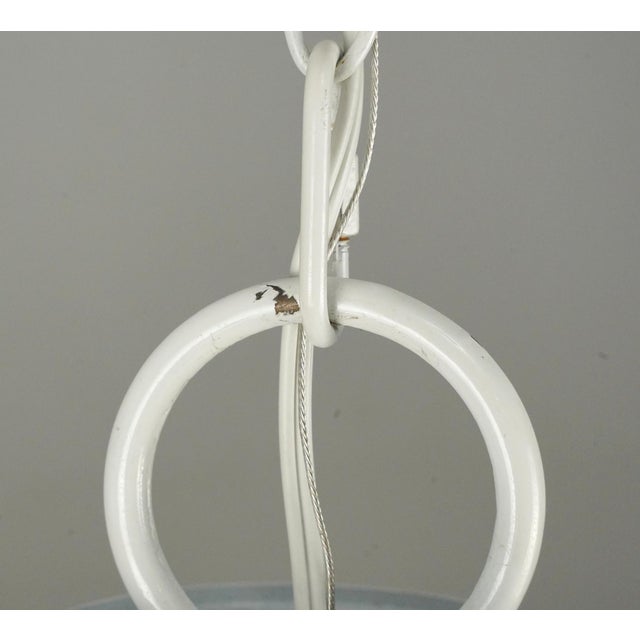 White Restored Vintage Cottage White Steel Six Arm Chandelier For Sale - Image 8 of 10