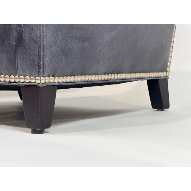 Animal Skin Lillian August Gray Leather Club Chair With Nailhead Detail For Sale - Image 7 of 9