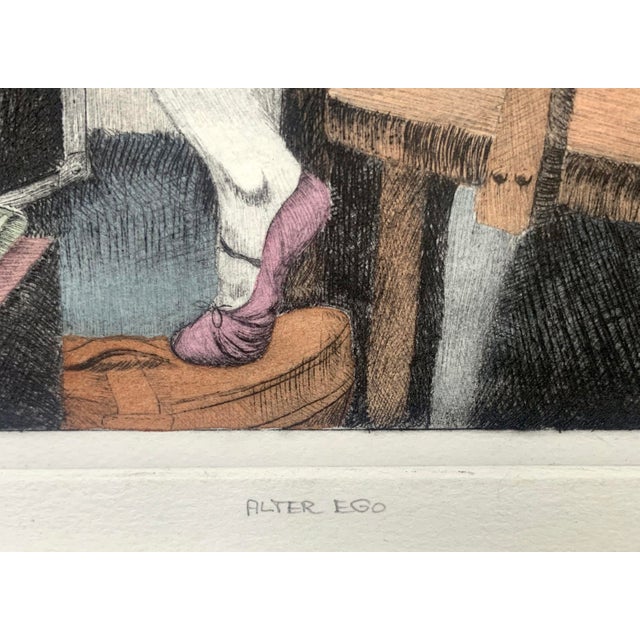 "Alter Ego" - Original Watercolor Hand-Painted Etching by Claus Sievert For Sale In Monterey, CA - Image 6 of 8