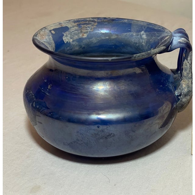 Vintage Hand Blown Murano Seguso Italian Iridescent Blue Scavo Style Glass Vase For Sale - Image 13 of 13