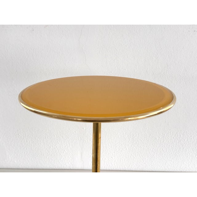 Metal Vintage Italian Side Table in Brass and Yellow Glass by Osvaldo Borsani, 1950s For Sale - Image 7 of 11