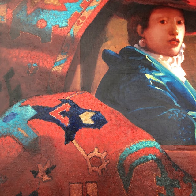 Original Contemporary John DeVlieger “Arrangement in Warm & Cool” Vermeer Inspired Large Oil Painting Framed For Sale - Image 4 of 9