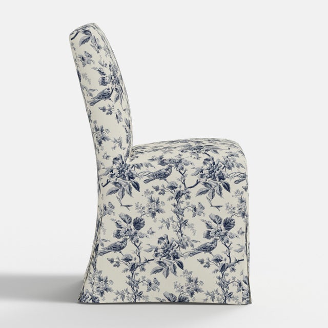 Slipcover for Stoffer Home x Cloth & Company for Lindy Dining Chair in Bird Toile Navy For Sale In Chicago - Image 6 of 7