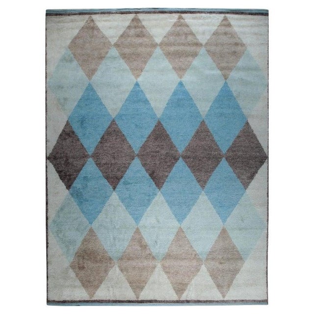 2020s 10x14 Multicolor Hand-Knotted Wool Diamond Cascade Geometric Modern Carpet Rug For Sale - Image 5 of 8