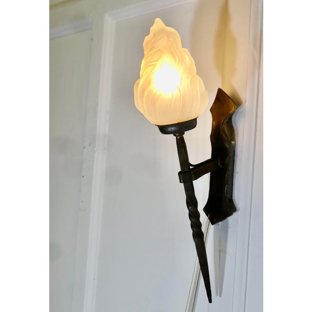 French Gothic Iron Entrance Wall Light , 1930s For Sale - Image 6 of 7