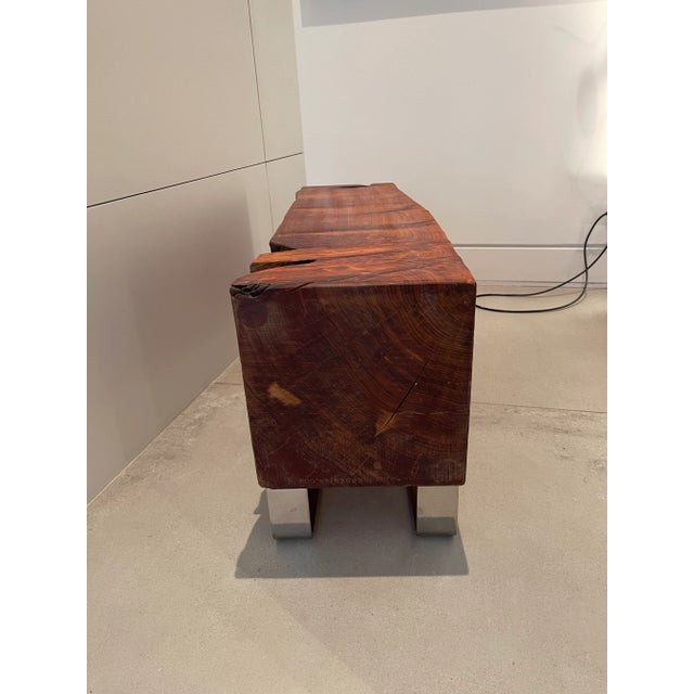 2010s Wood Beam Bench -Maker/Artist Unknown For Sale - Image 5 of 10
