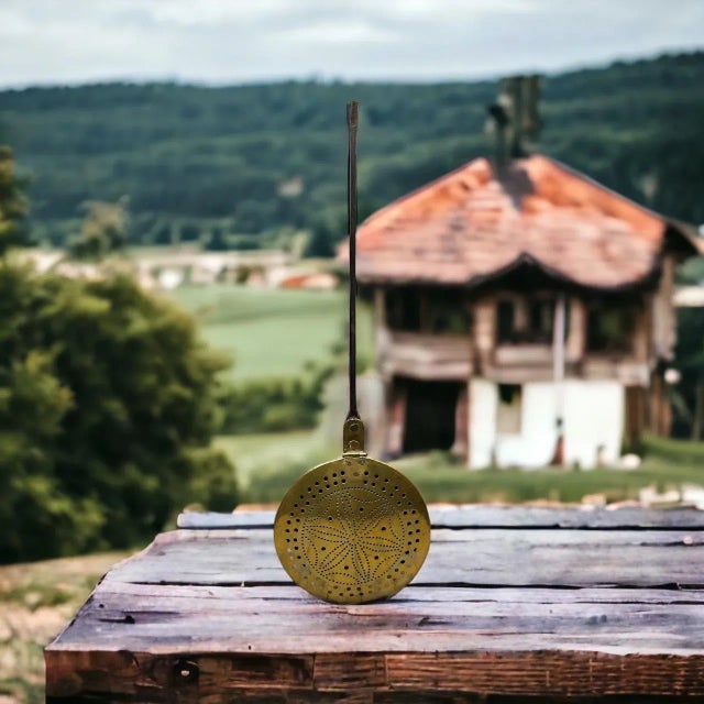 Metal Early 18th Century French Brass Plague Pan With Forged Iron Handle For Sale - Image 7 of 12