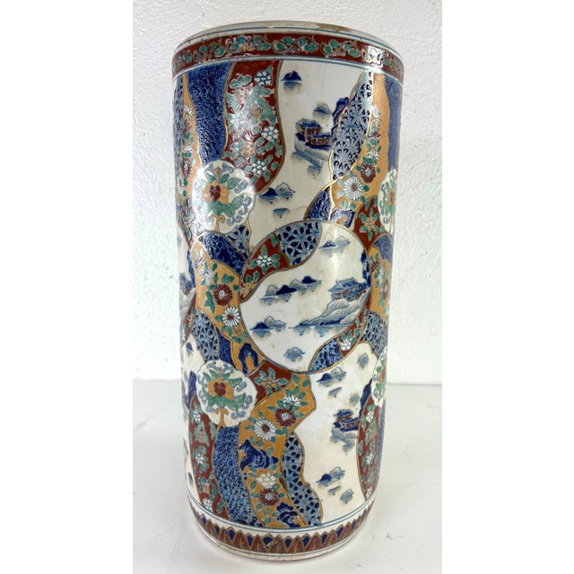 Mid 20th Century Chinese Export Handpainted Umbrella Stand For Sale - Image 11 of 11