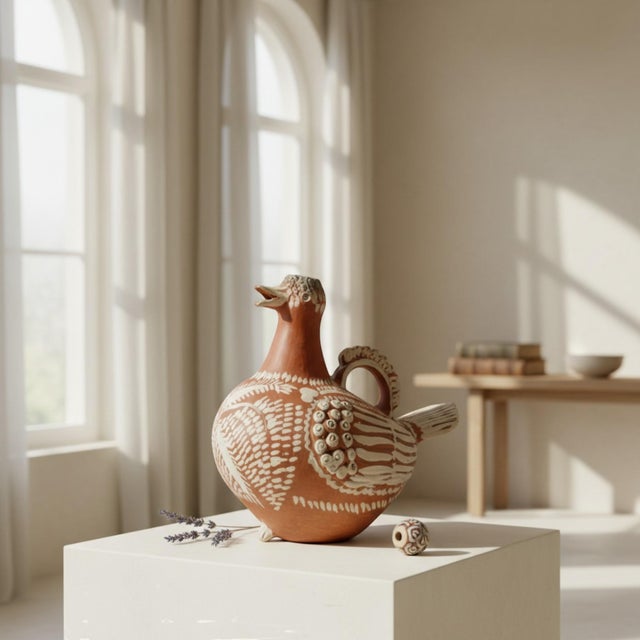 Ceramic Mexican Hand Crafted Folk Art Ceramic Ewer For Sale - Image 7 of 7