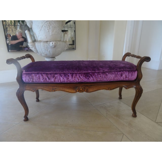 Vintage French Walnut Bench For Sale - Image 10 of 10